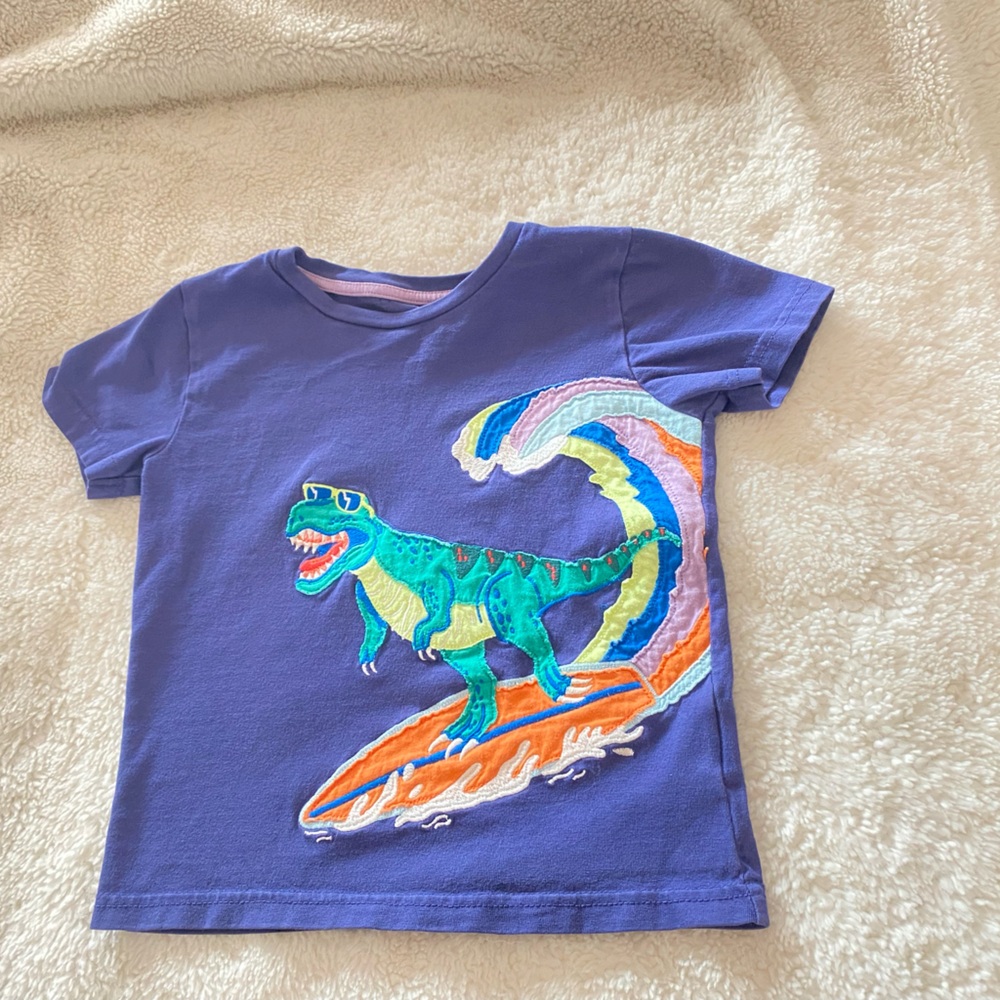 Mini Boden Purple Cartoon Dragon Tee